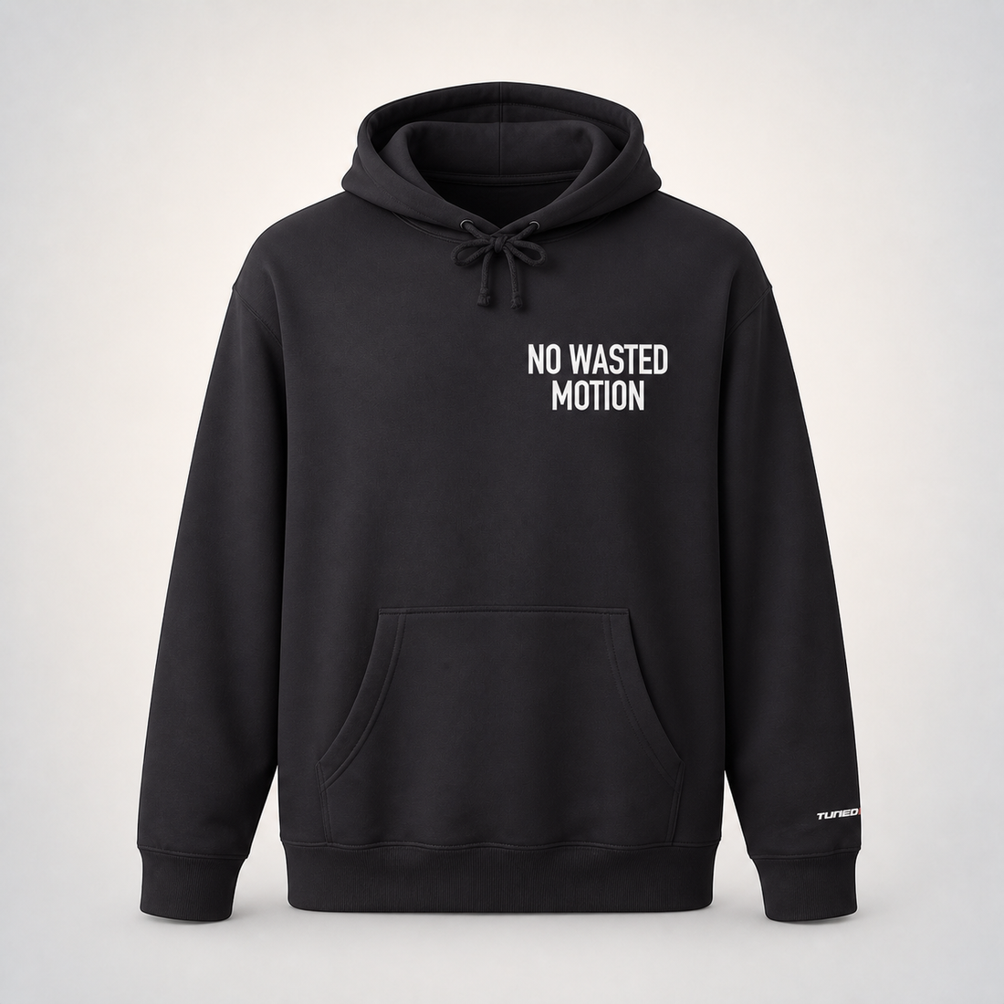 NWM Quiet Heavyweight Hoodie on the TunedForm studio gradient