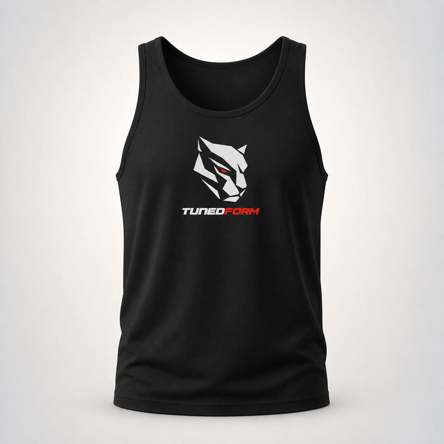 TunedForm Panther Unisex Tank — Dark on the TunedForm studio gradient