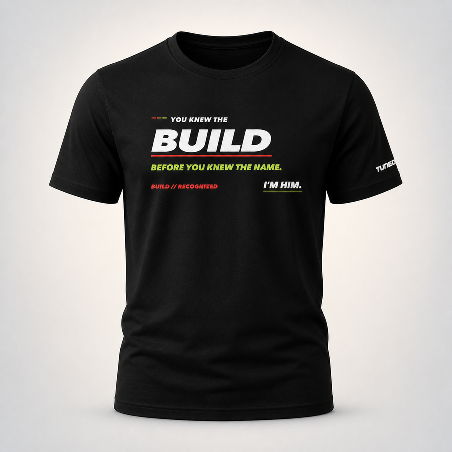 You Knew The Build, Before You Knew The Name - Men's 100% Cotton T-Shirt on the TunedForm studio gradient